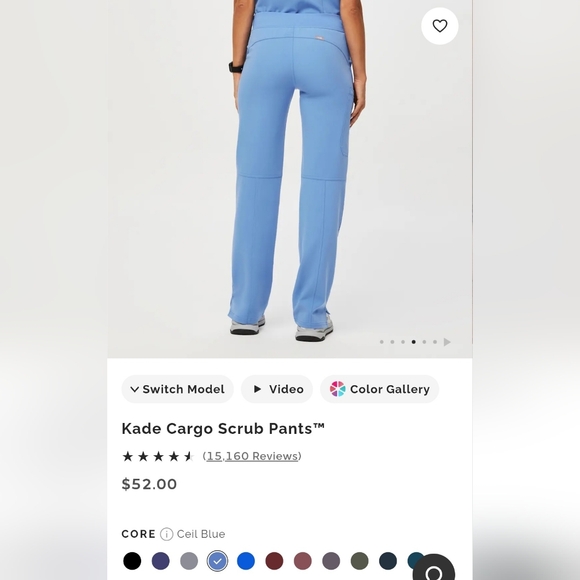 Figs Women's V-Neck Scrub Top/Pant Set in Ceil Blue - Picture 15 of 15